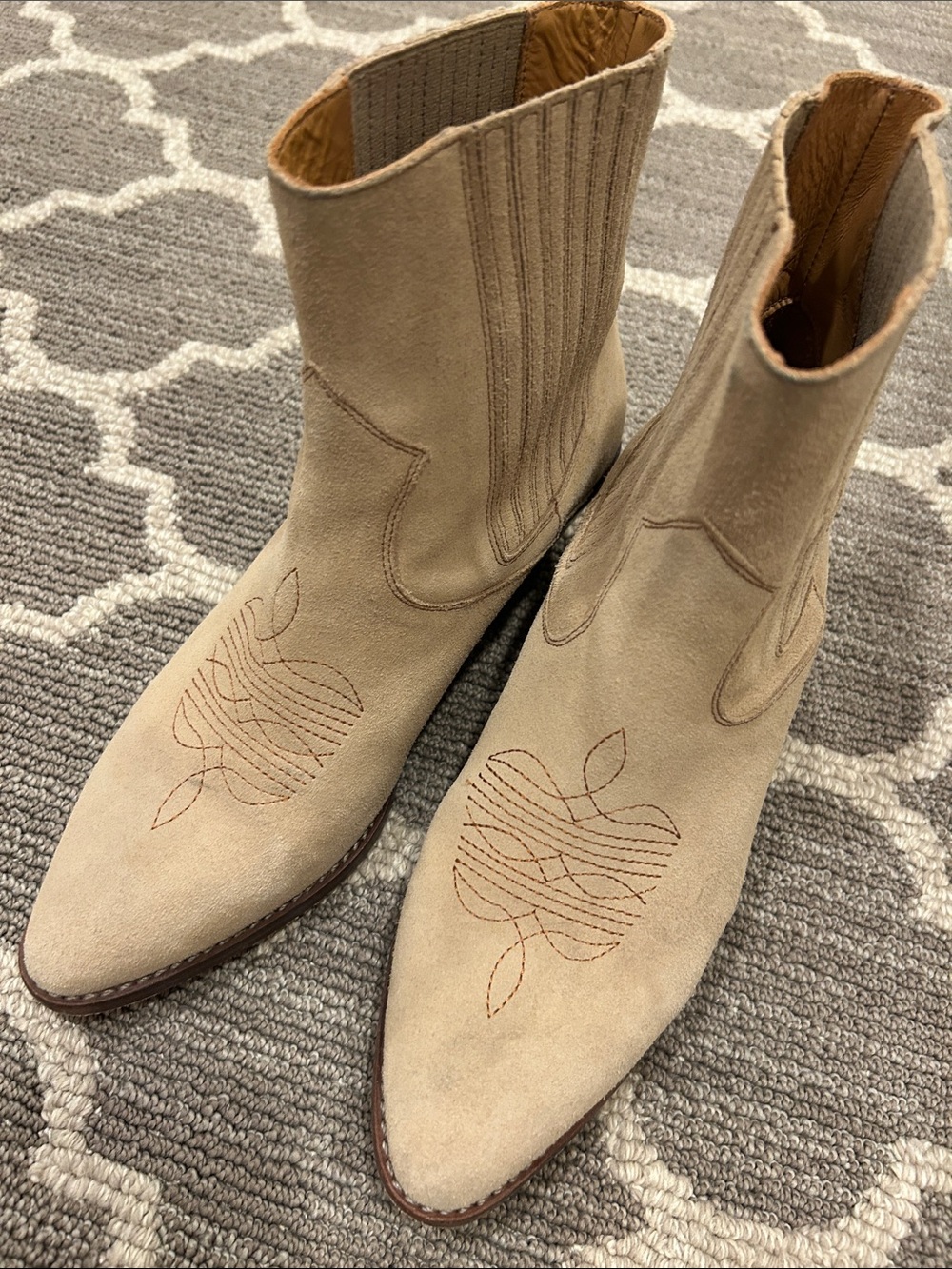 Zadig & Voltaire Beige Suede Western Ankle Boots